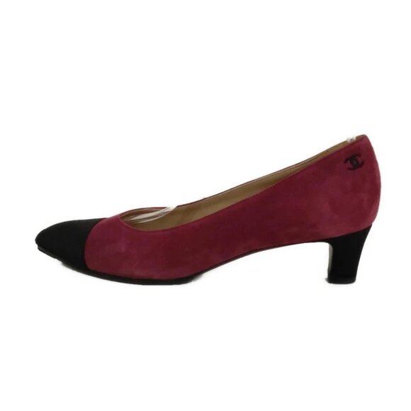 CHANEL Shoes - CHANEL - Pink Purple Black Suede Nylon Women's Pumps 233-031825